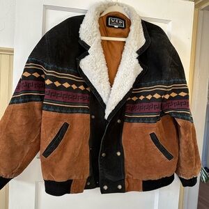 VIP Men's Multicolor Jacket with Shearling Lining vintage